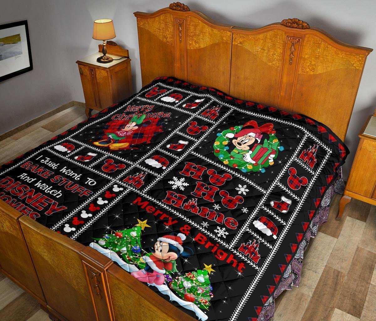 Merry Christmas Minnie Quilt Blanket Xmas DN Fan