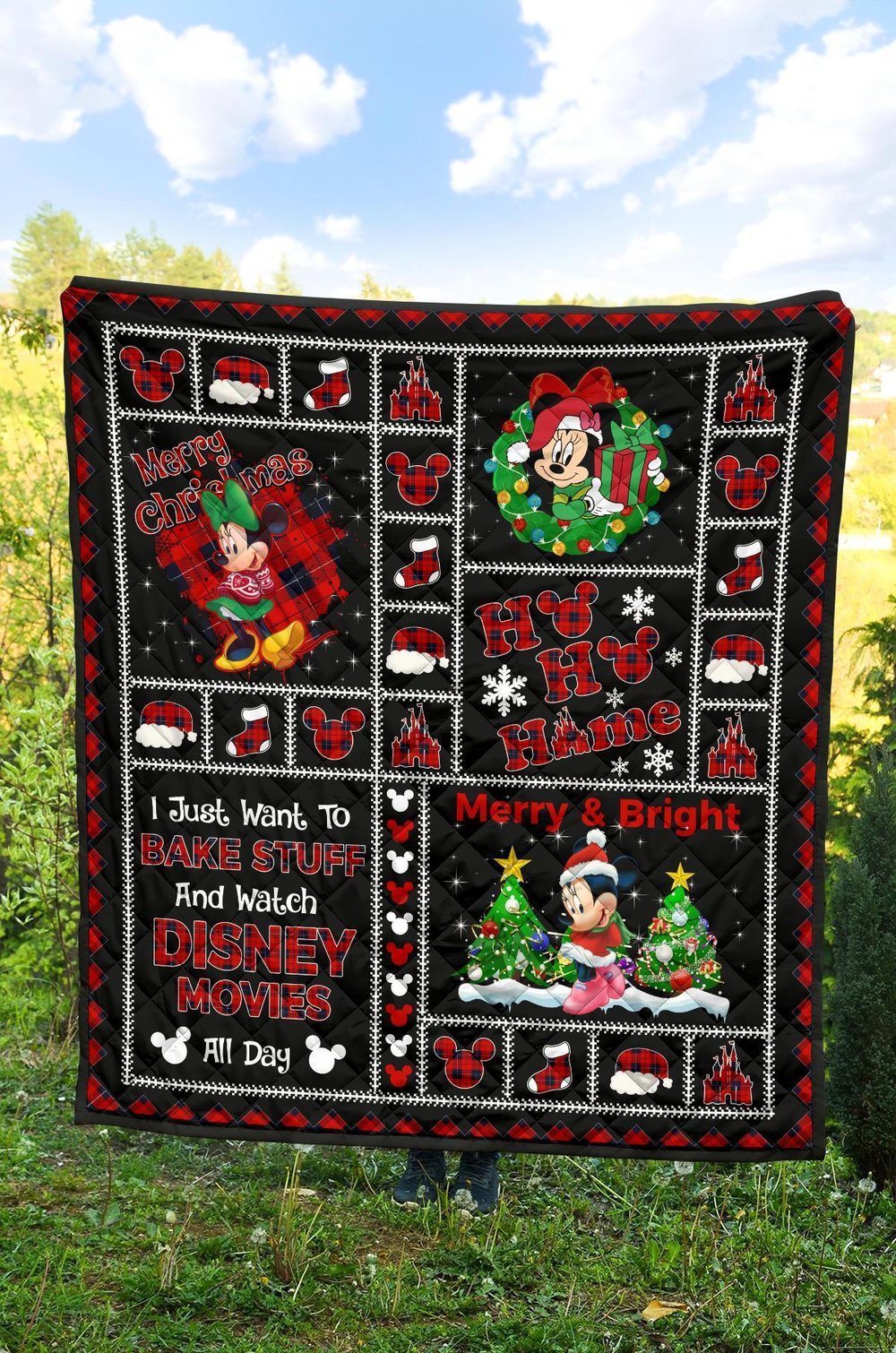 Merry Christmas Minnie Quilt Blanket Xmas DN Fan