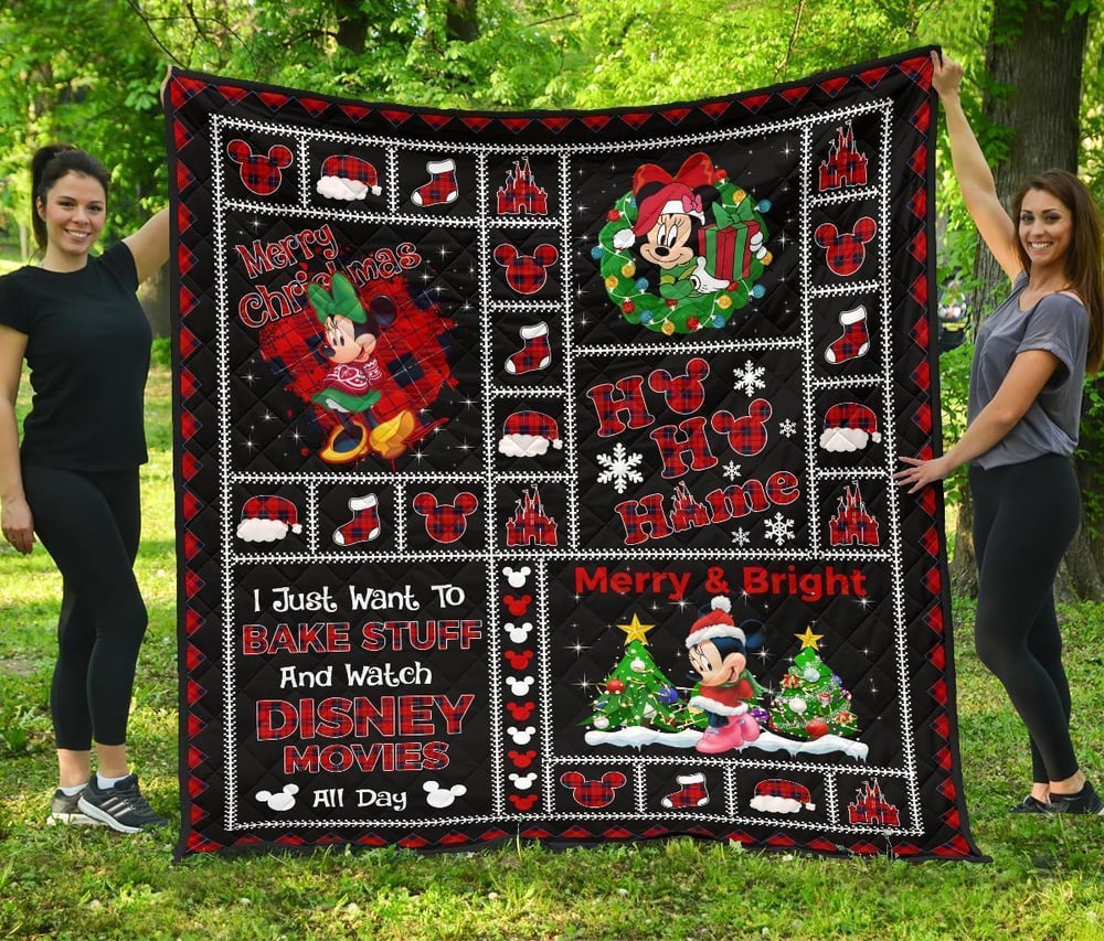 Merry Christmas Minnie Quilt Blanket Xmas DN Fan