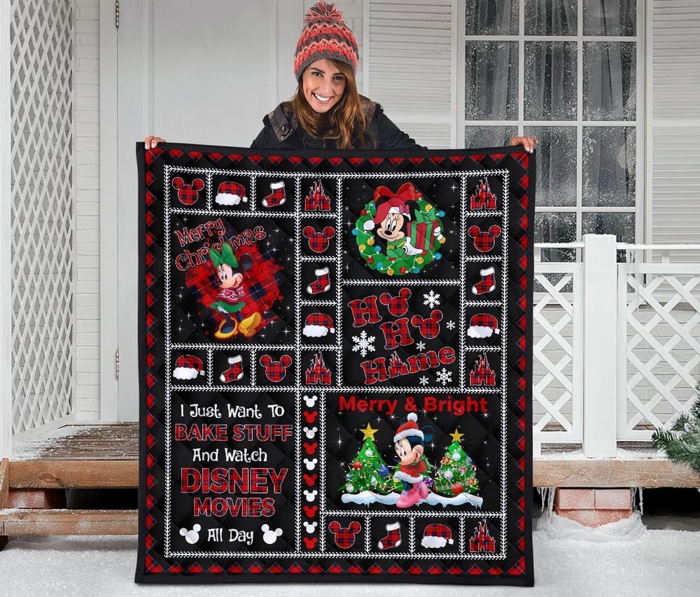 Merry Christmas Minnie Quilt Blanket Xmas DN Fan