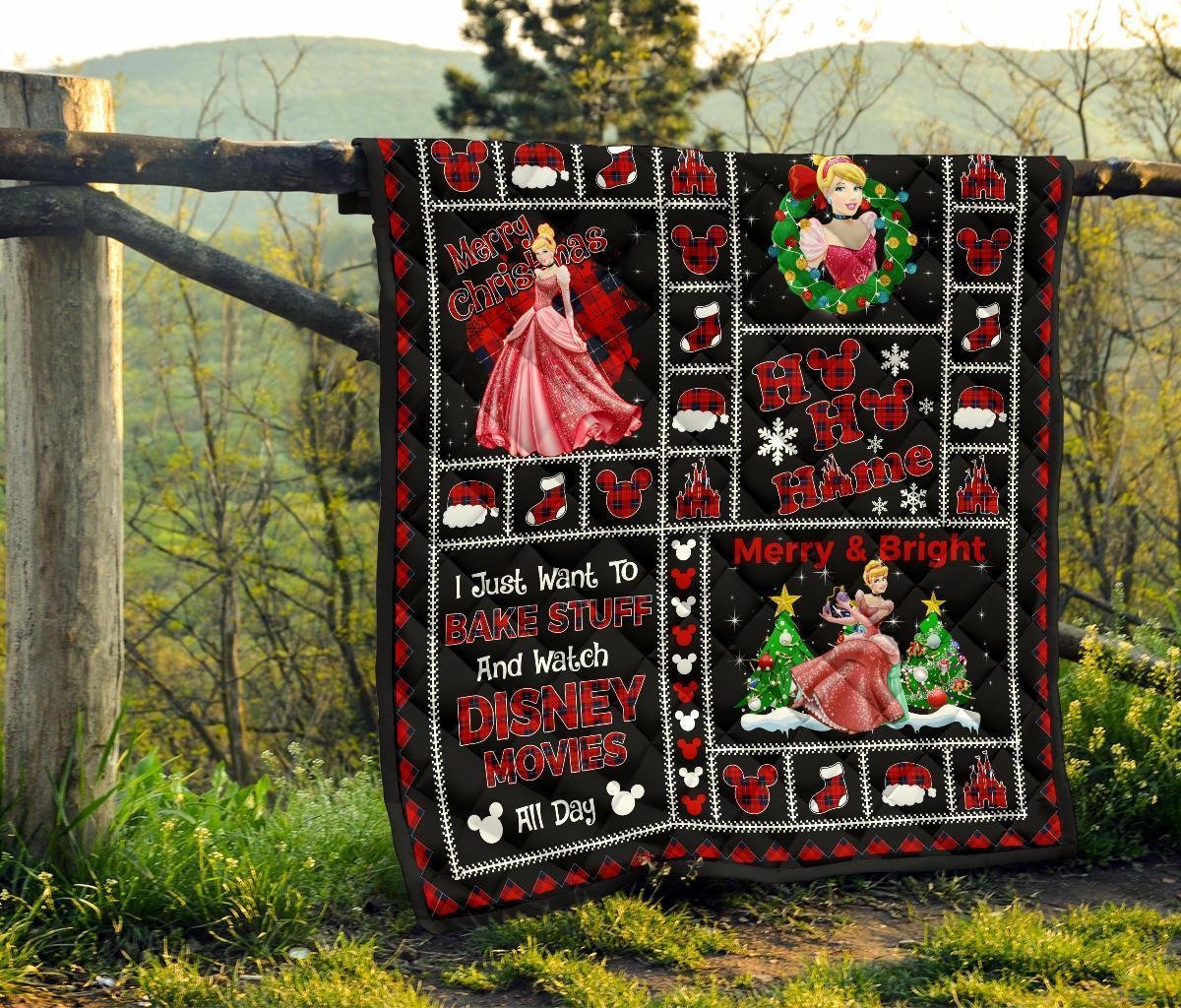 Merry Christmas Princess Cinderella Quilt Blanket Xmas Gift