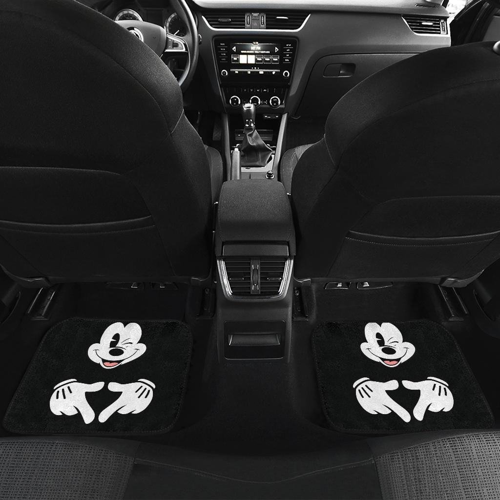 Mice Love Hand Sign Black & White Mickey Mouse Car Floor Mats MKCFM03