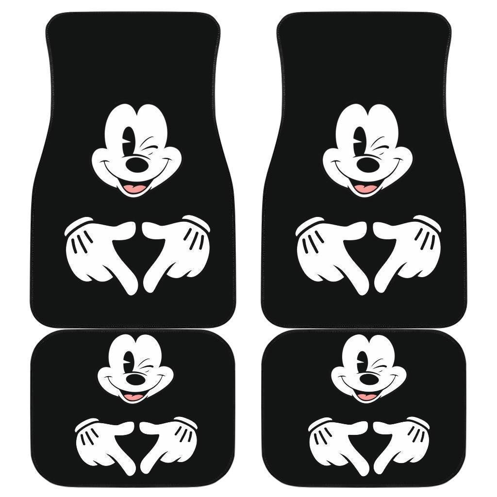 Mice Love Hand Sign Black & White Mickey Mouse Car Floor Mats MKCFM03