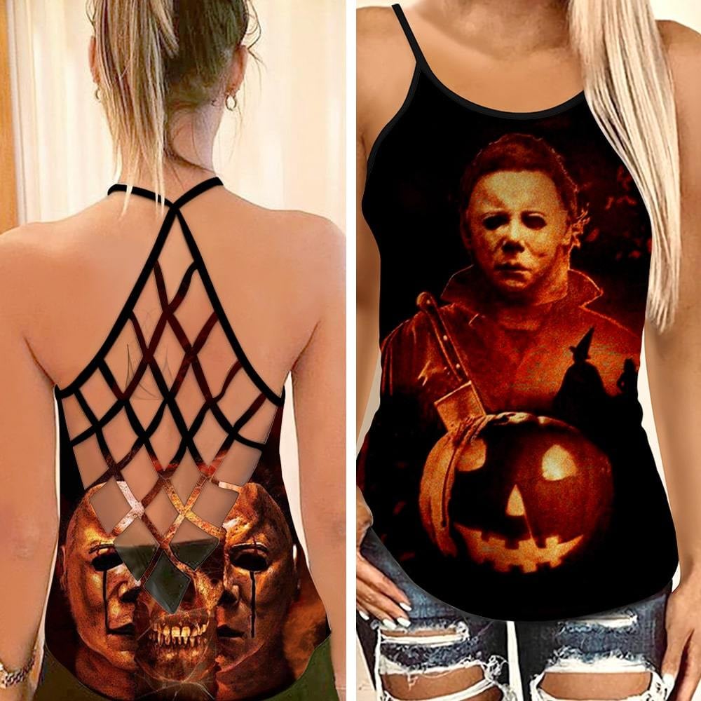 Michael Myers Halloween Criss Cross Tank Top NBCCT25