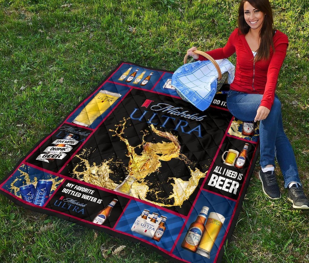 Michelob Ultra Quilt Blanket All I Need Is Beer Fan Gift