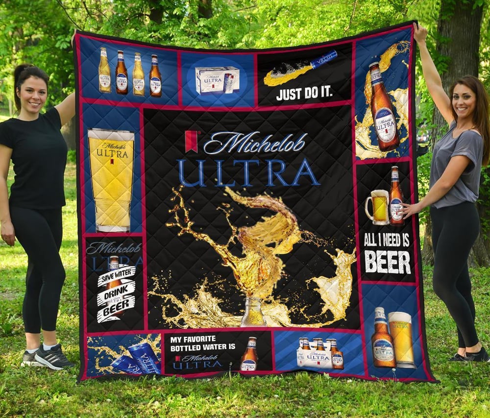 Michelob Ultra Quilt Blanket All I Need Is Beer Fan Gift