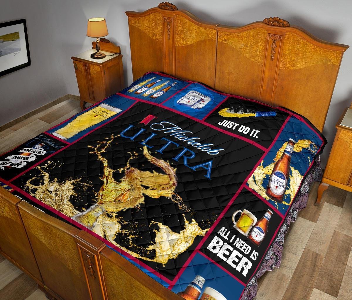 Michelob Ultra Quilt Blanket All I Need Is Beer Fan Gift