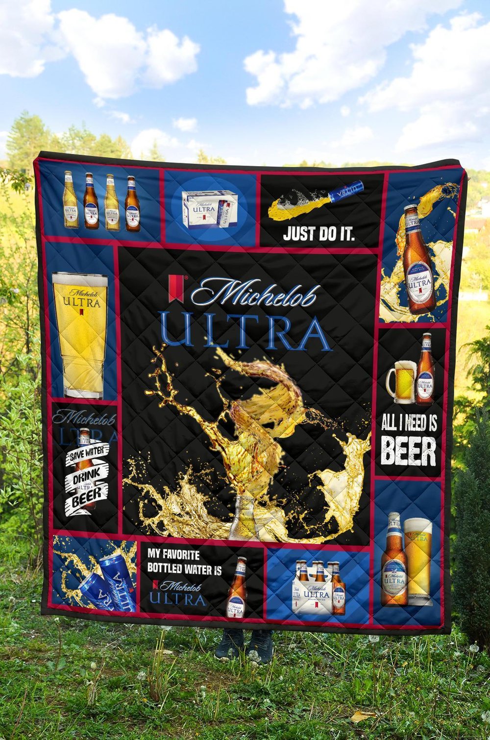 Michelob Ultra Quilt Blanket All I Need Is Beer Fan Gift