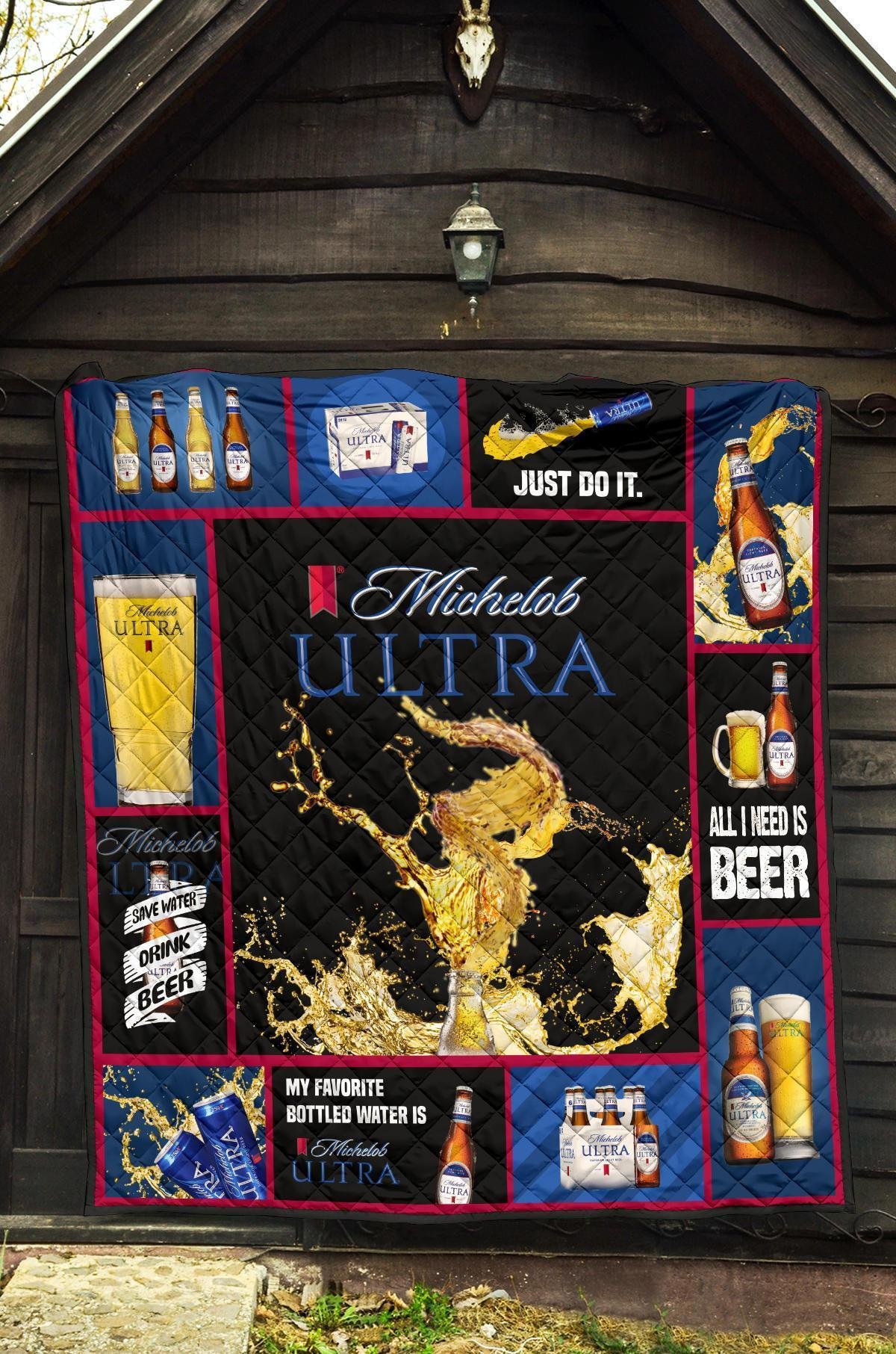 Michelob Ultra Quilt Blanket All I Need Is Beer Fan Gift