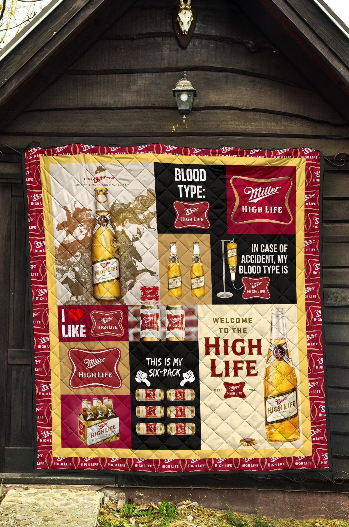 Miller High Life Quilt Blanket Funny Gift For Beer Lover