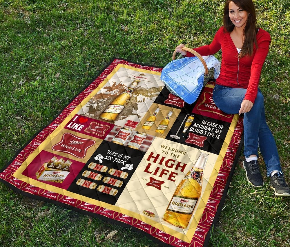 Miller High Life Quilt Blanket Funny Gift For Beer Lover