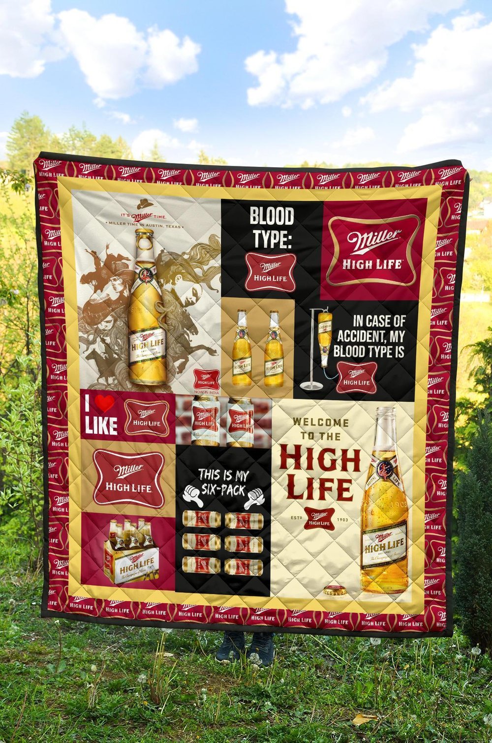 Miller High Life Quilt Blanket Funny Gift For Beer Lover