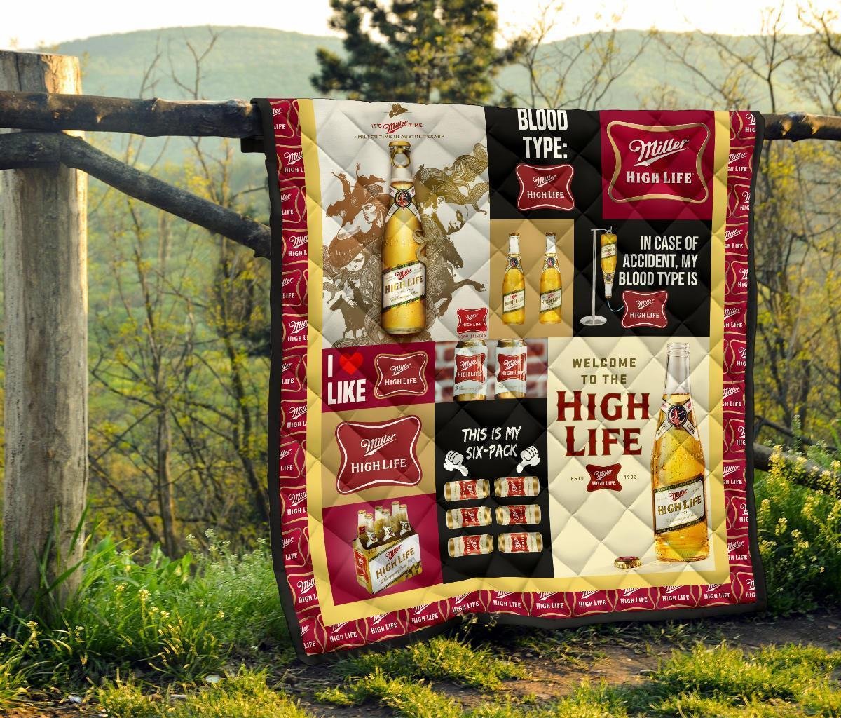 Miller High Life Quilt Blanket Funny Gift For Beer Lover