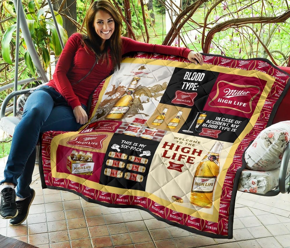 Miller High Life Quilt Blanket Funny Gift For Beer Lover