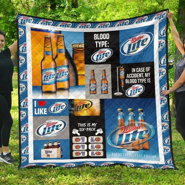 Miller Lite Quilt Blanket Funny Gift For Beer Lover