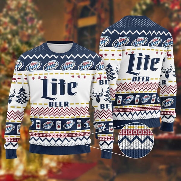 Miller Lite Ugly Christmas Sweater Amazing Gift Idea Thanksgiving Gift