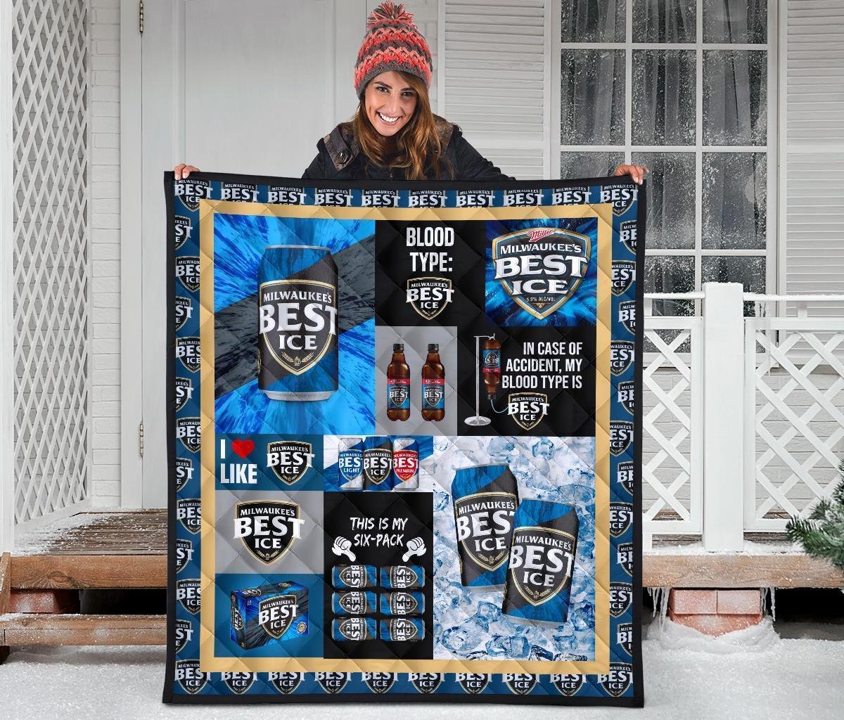 Milwaukee's Best Ice Quilt Blanket Funny Gift For Beer Lover