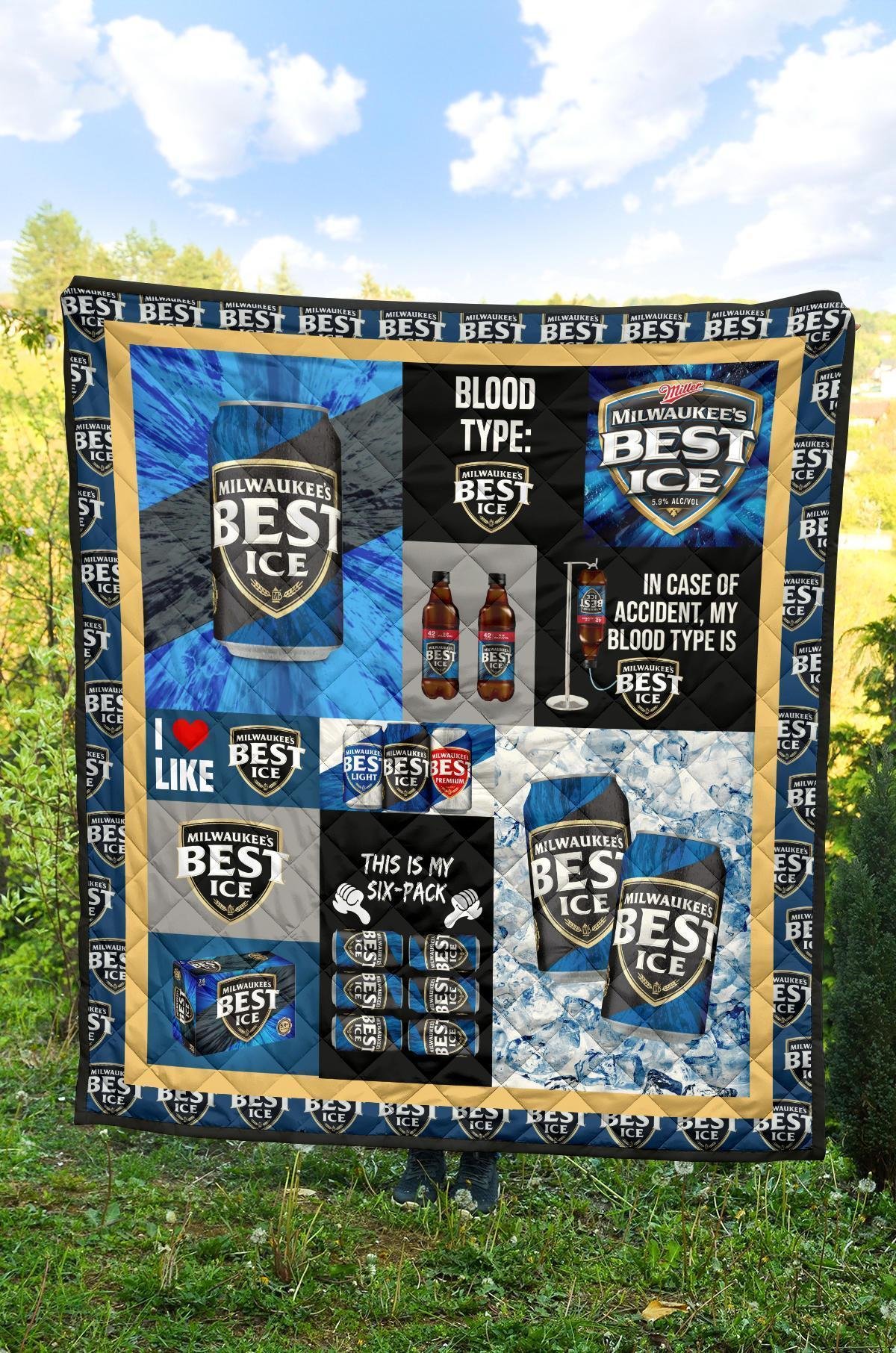 Milwaukee's Best Ice Quilt Blanket Funny Gift For Beer Lover