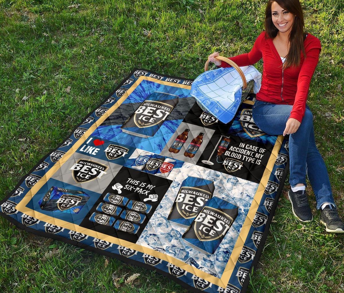 Milwaukee's Best Ice Quilt Blanket Funny Gift For Beer Lover