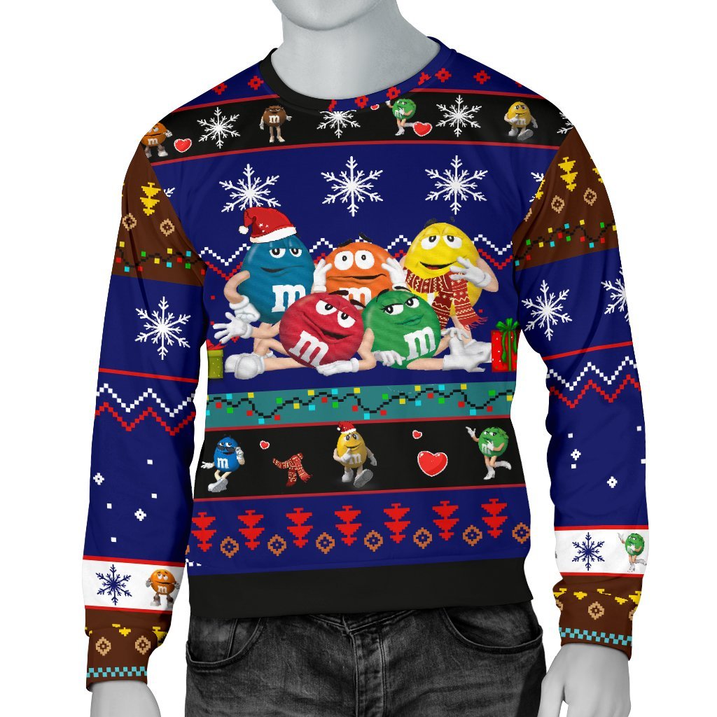 M&M Chocolate Blue Ugly Christmas Sweater