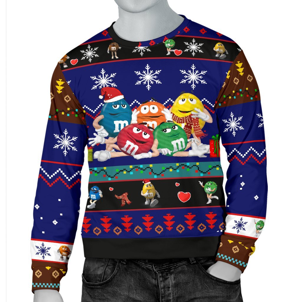 M&M Chocolate Blue Ugly Christmas Sweater