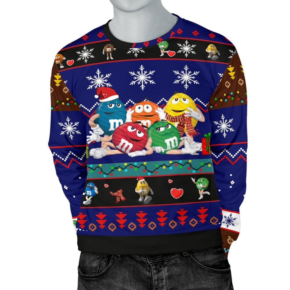 M&M Chocolate Blue Ugly Christmas Sweater