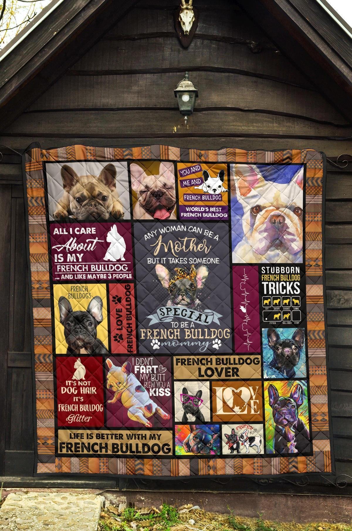 Mommy French Bulldog Quilt Blanket