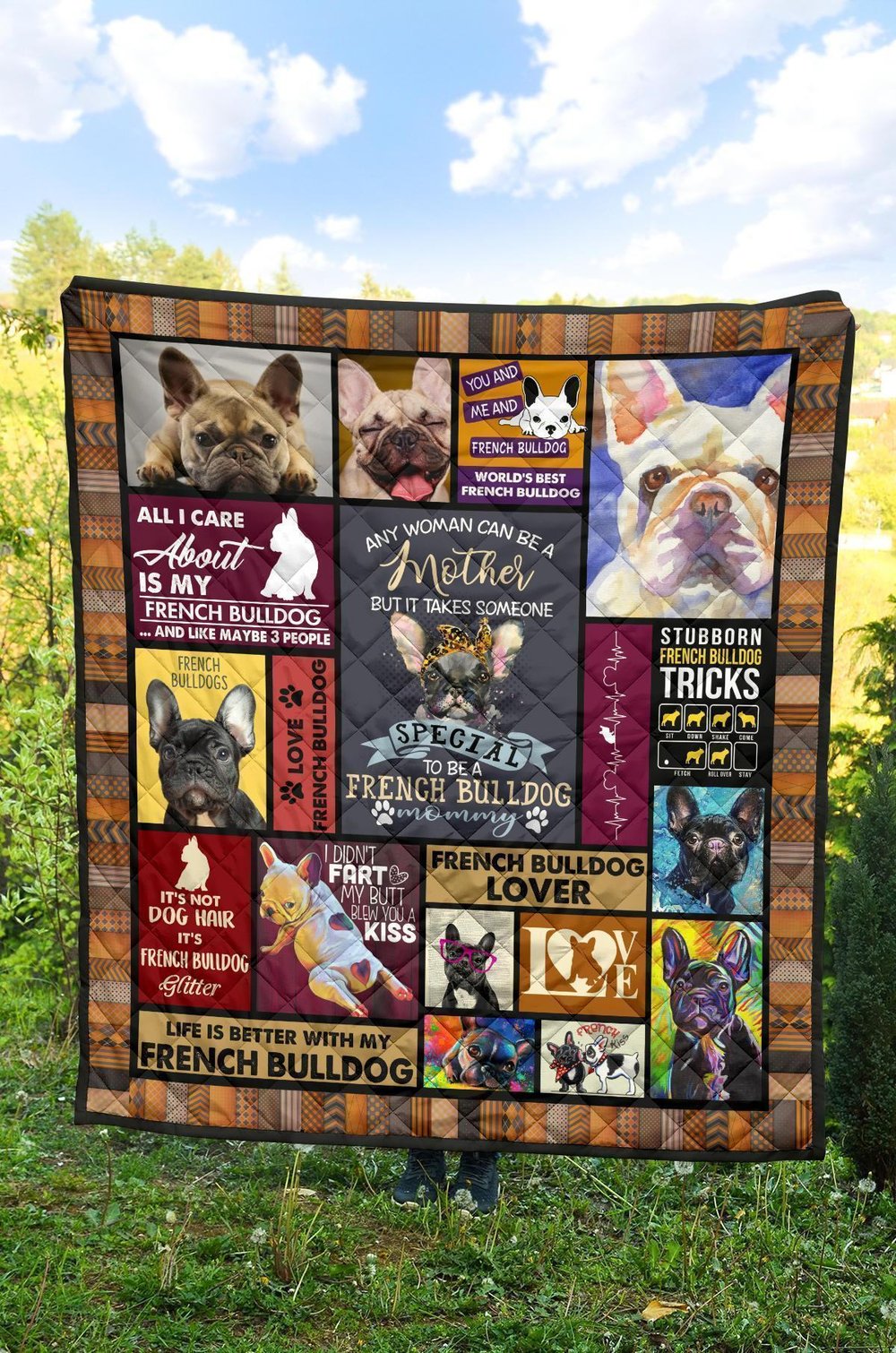 Mommy French Bulldog Quilt Blanket