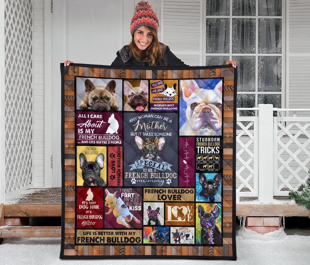 Mommy French Bulldog Quilt Blanket