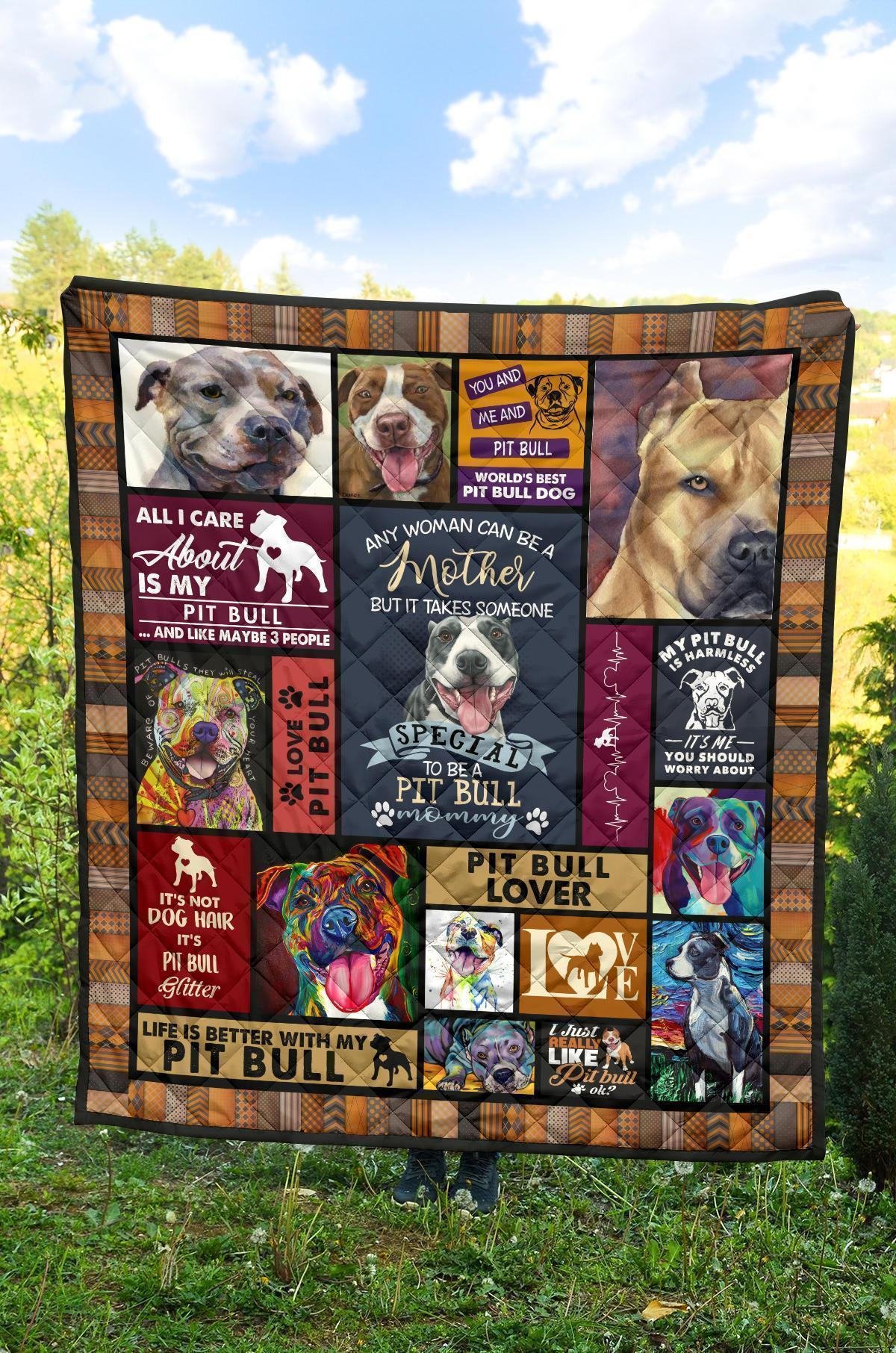 Mommy Pit Bull Quilt Blanket