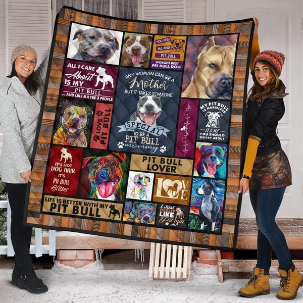 Mommy Pit Bull Quilt Blanket