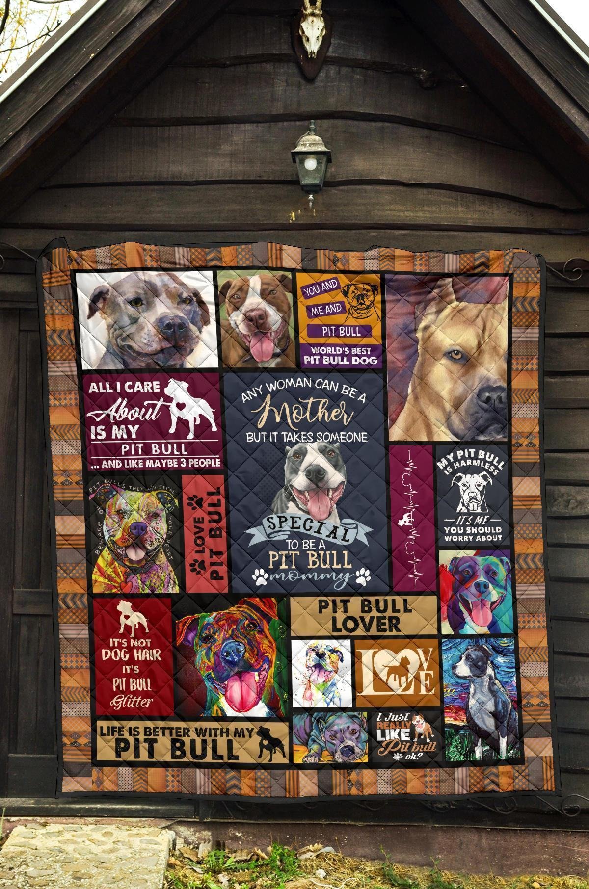 Mommy Pit Bull Quilt Blanket