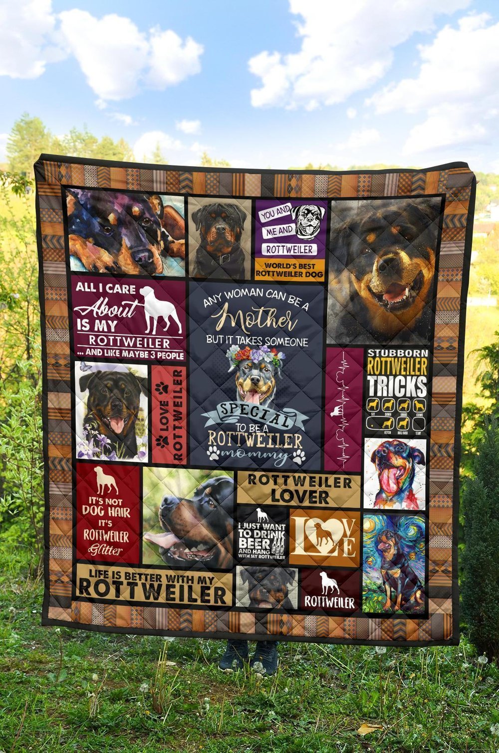 Mommy Rottweiler Quilt Blanket