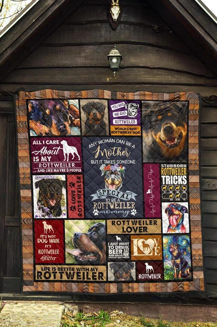 Mommy Rottweiler Quilt Blanket