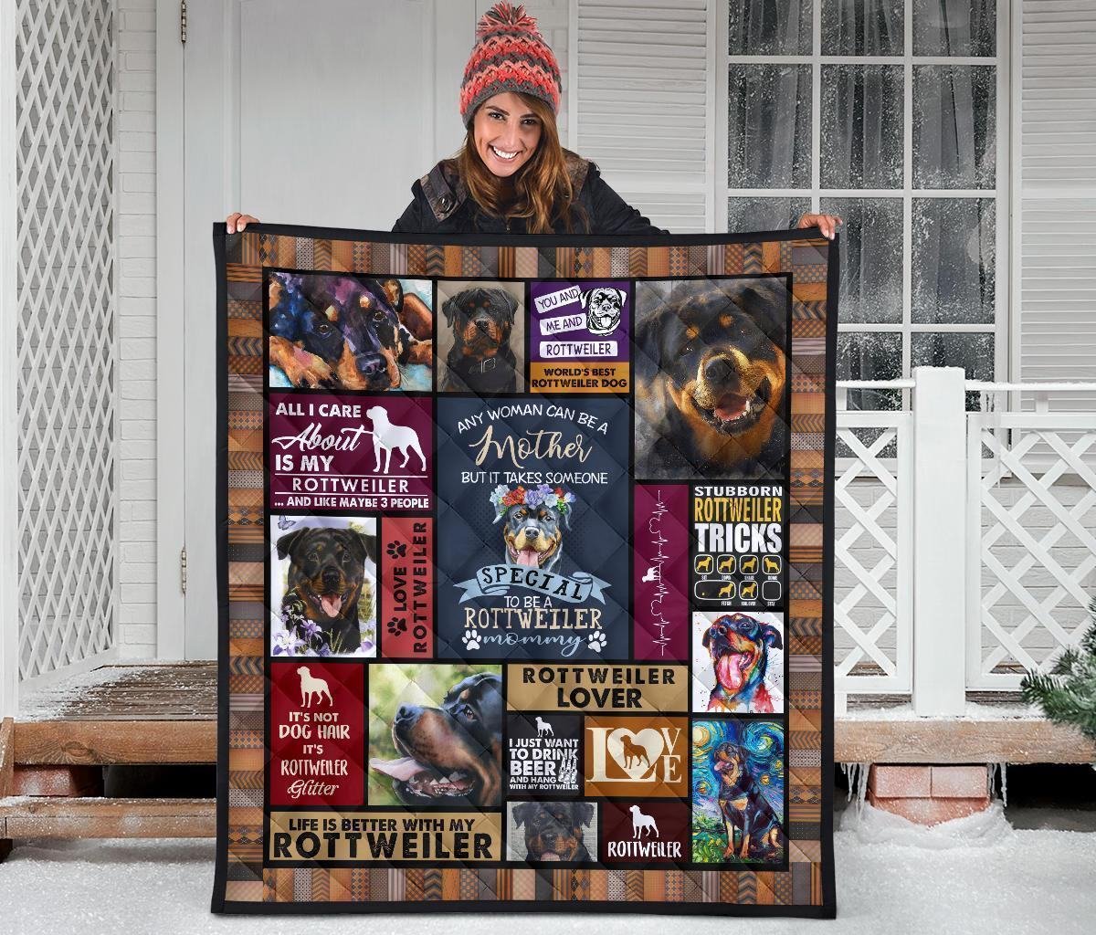 Mommy Rottweiler Quilt Blanket