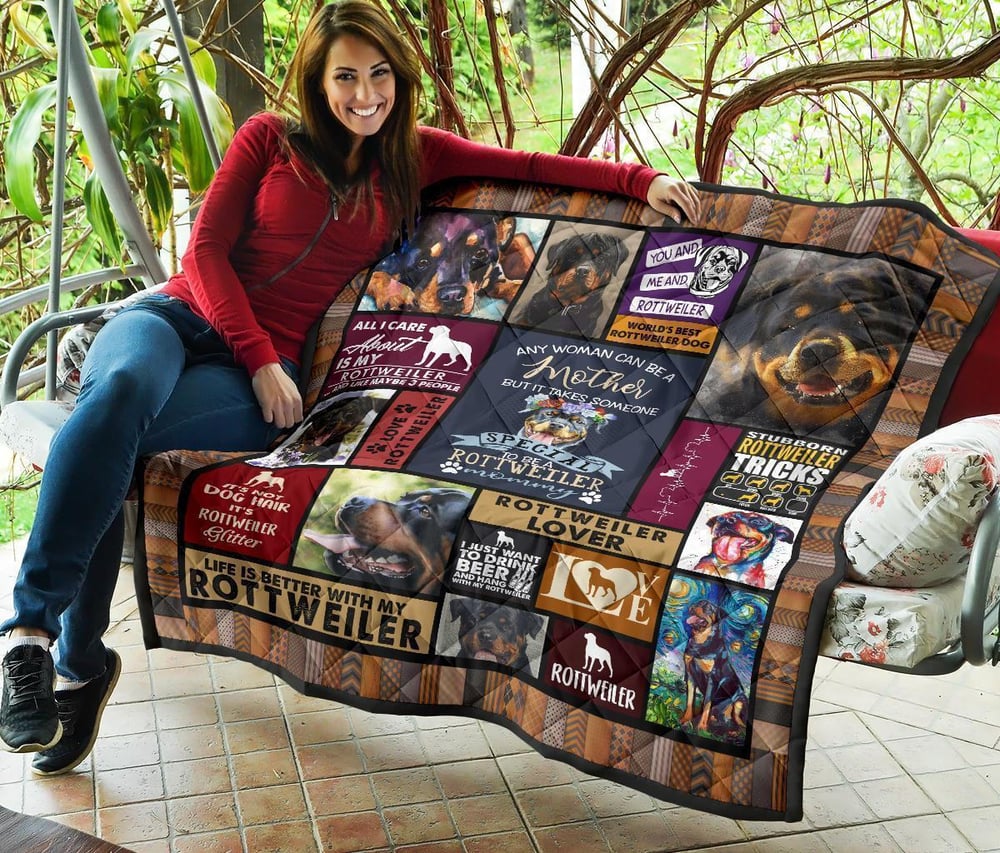 Mommy Rottweiler Quilt Blanket