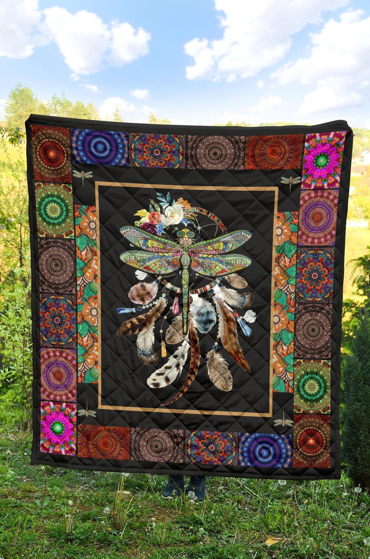 Native Dragonfly Dreamcatcher Quilt Blanket Bedding Decor Idea