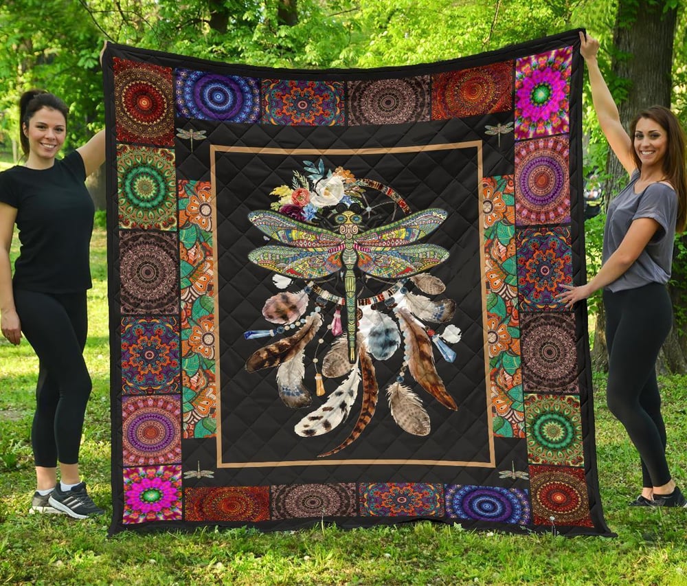 Native Dragonfly Dreamcatcher Quilt Blanket Bedding Decor Idea