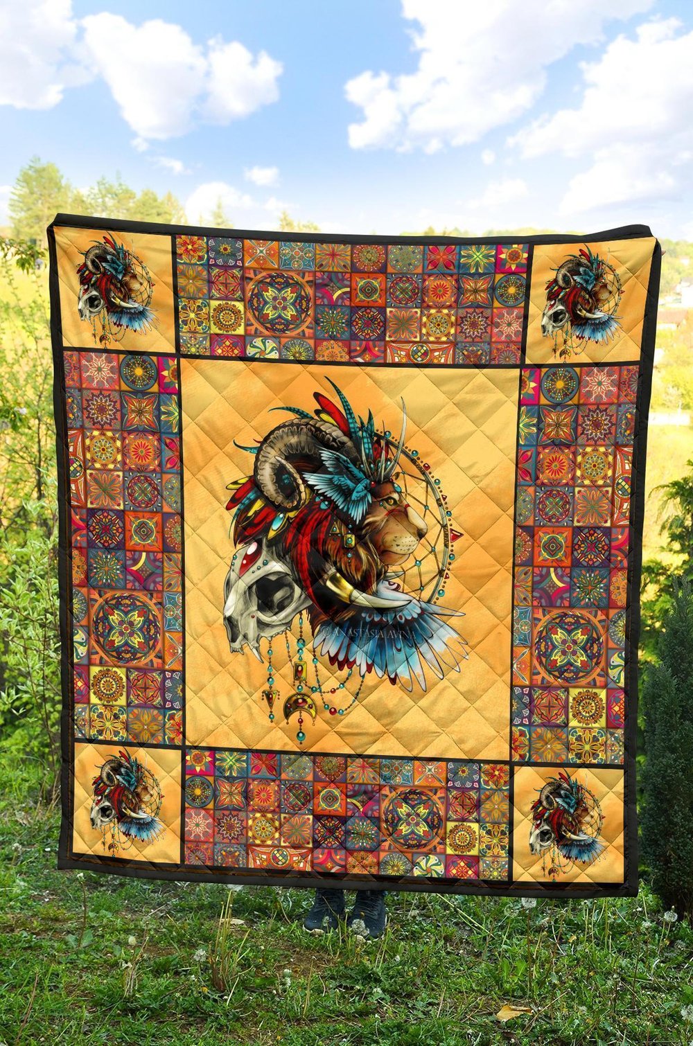 Native Lion Quilt Blanket Amazing Gift Idea