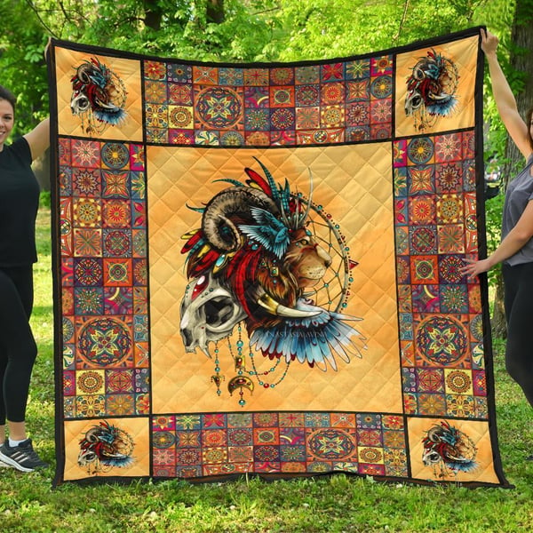 Native Lion Quilt Blanket Amazing Gift Idea