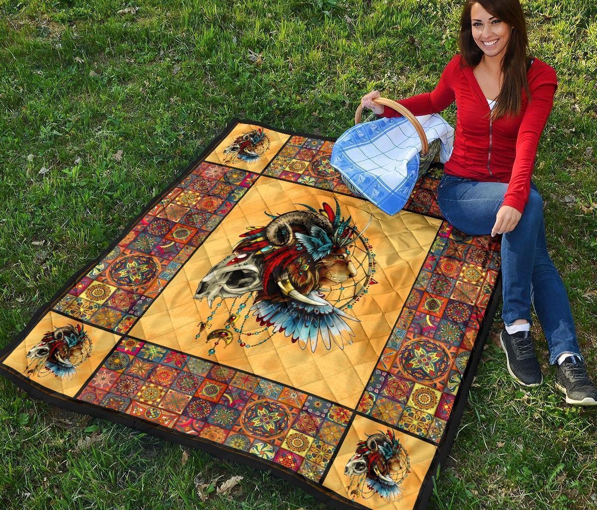 Native Lion Quilt Blanket Amazing Gift Idea