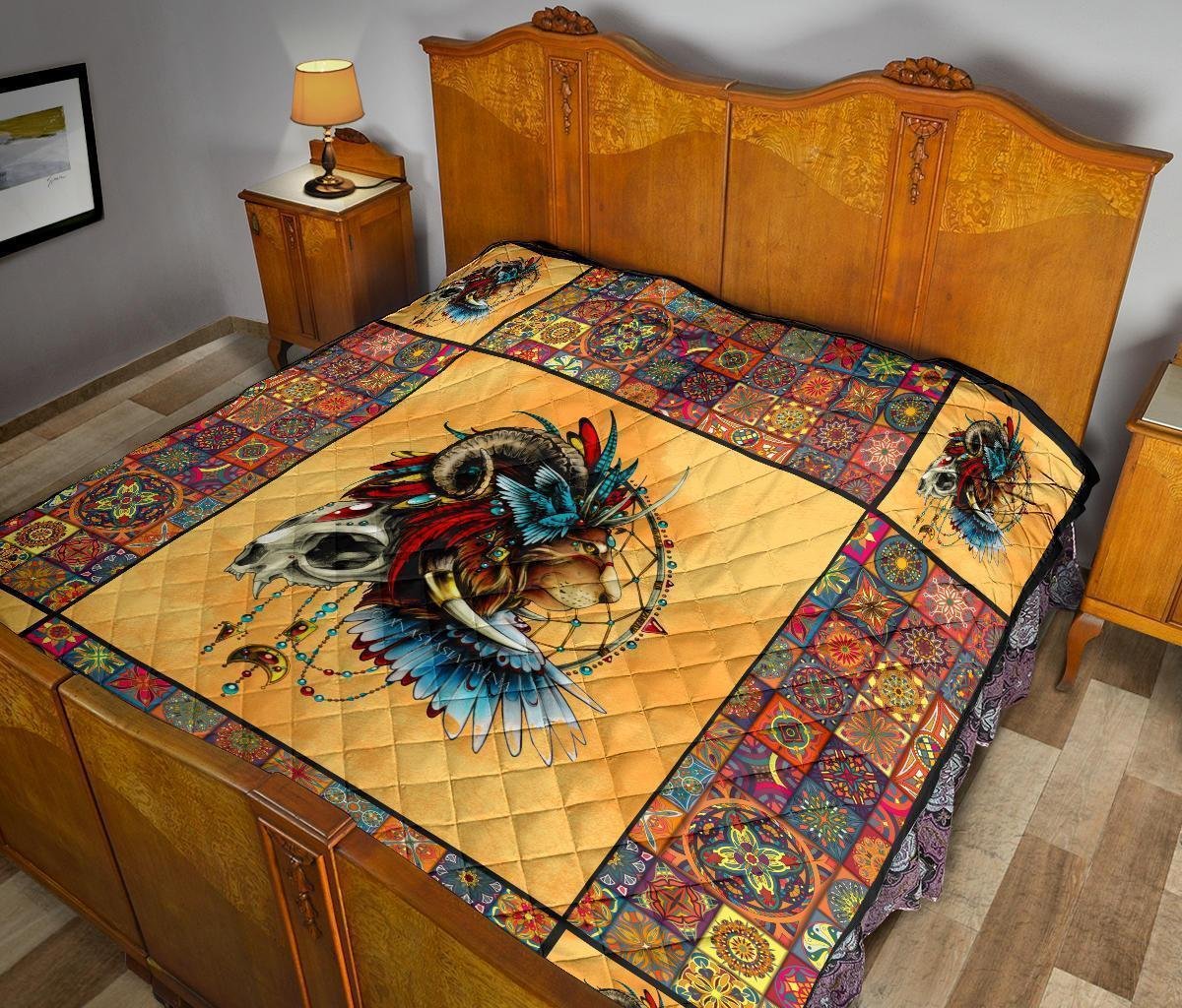 Native Lion Quilt Blanket Amazing Gift Idea