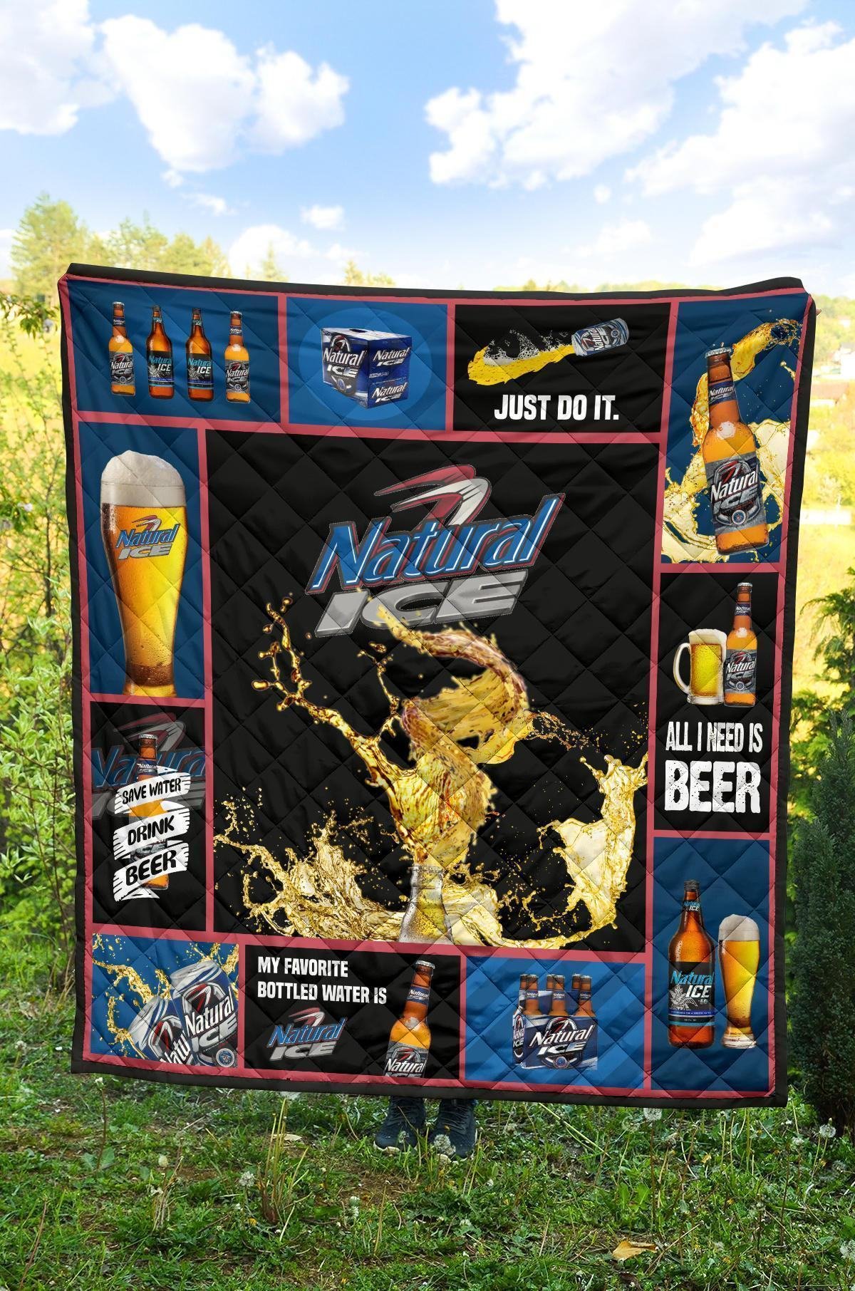 Natural Ice Quilt Blanket All I Need Is Beer Funny Gift Idea