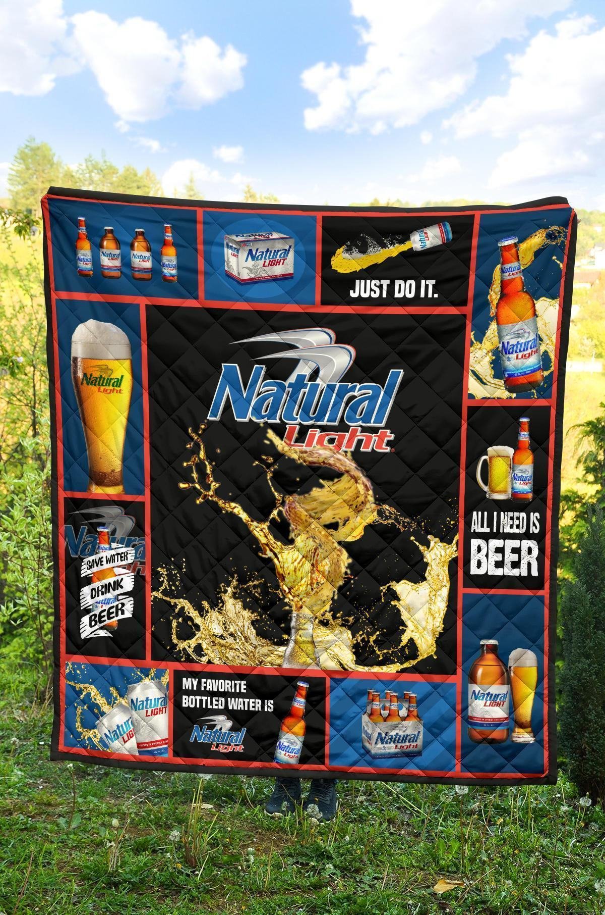 Natural Light Quilt Blanket All I Need Is Beer Gift Idea