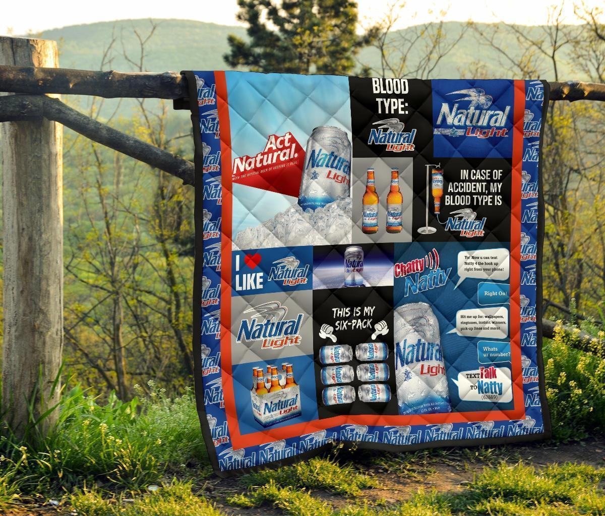 Natural Light Quilt Blanket Funny Gift For Beer Lover