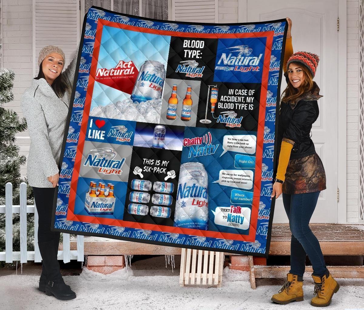 Natural Light Quilt Blanket Funny Gift For Beer Lover