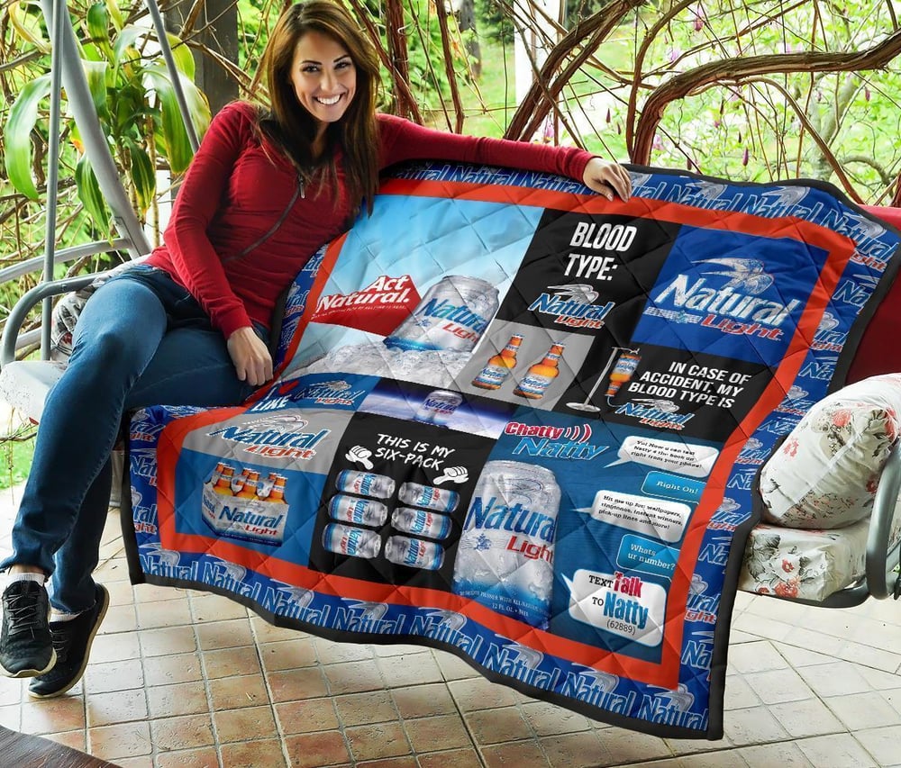 Natural Light Quilt Blanket Funny Gift For Beer Lover