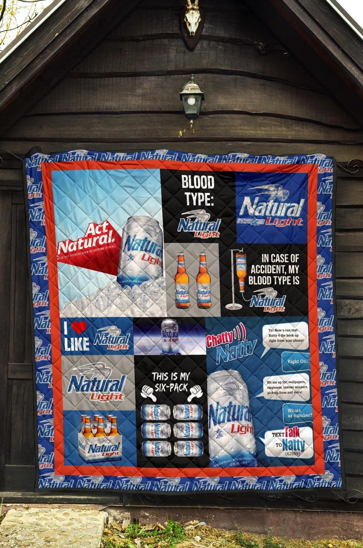 Natural Light Quilt Blanket Funny Gift For Beer Lover