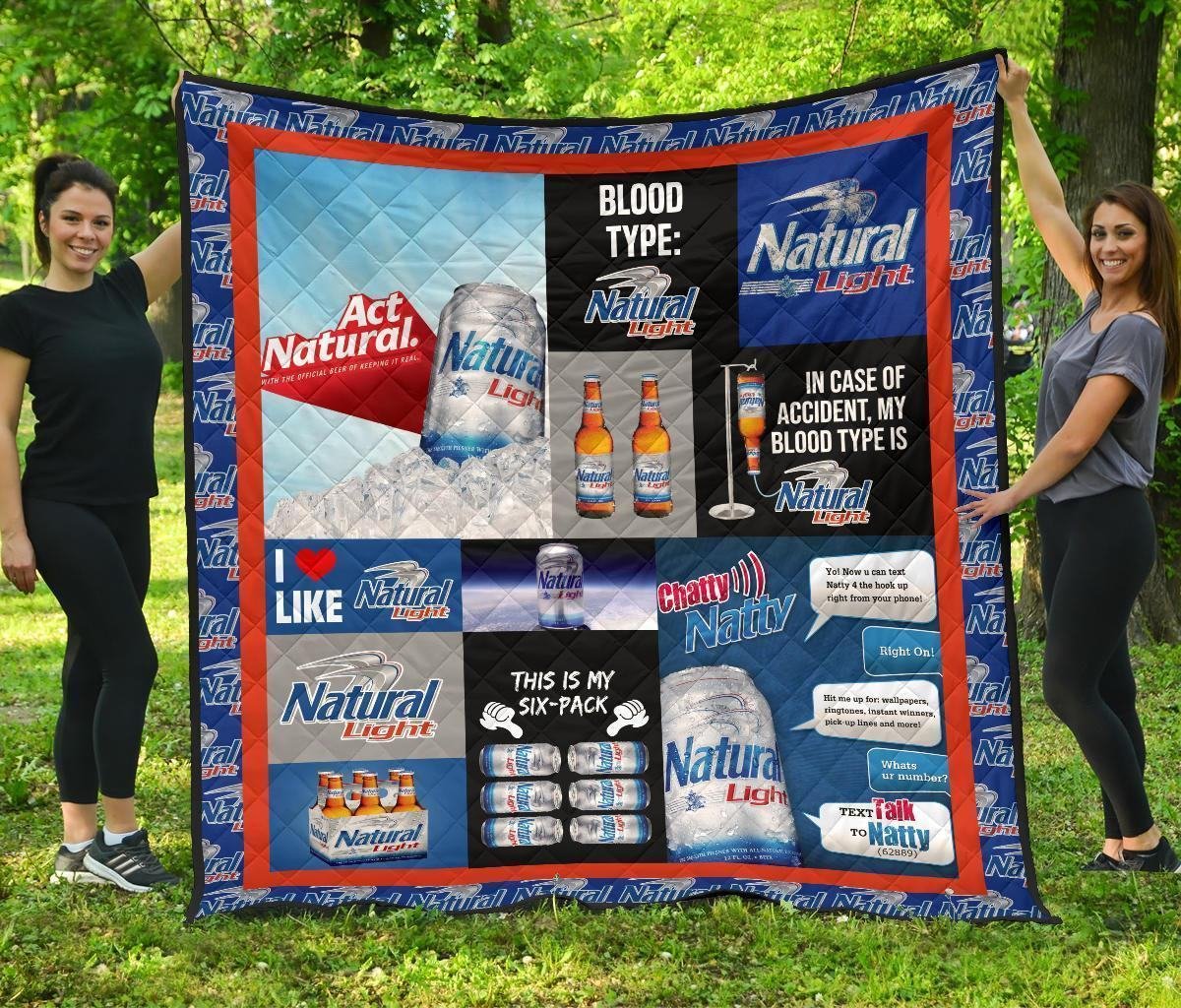 Natural Light Quilt Blanket Funny Gift For Beer Lover