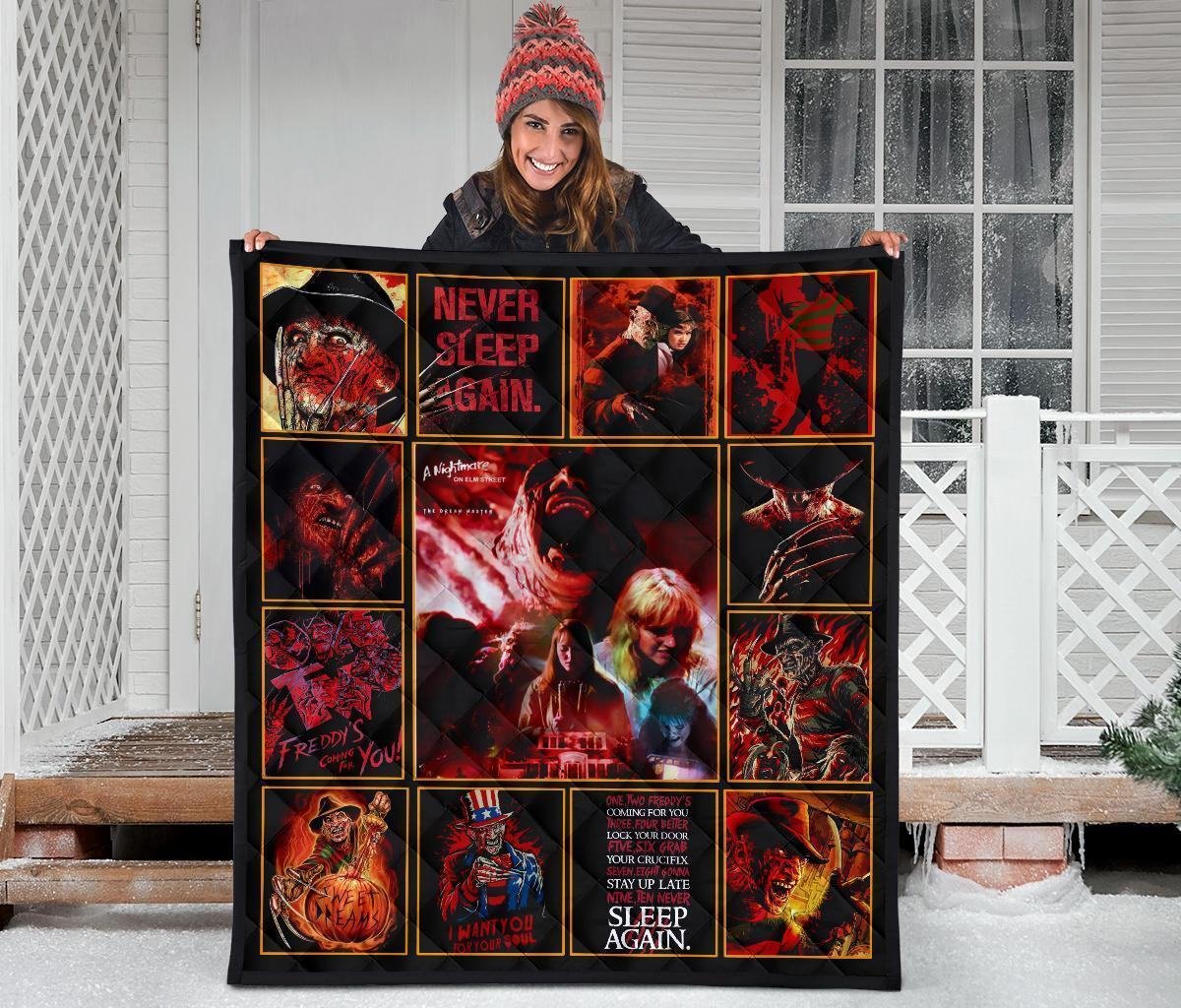 Never Sleep Again Nightmare Quilt Blanket Funny Gift Idea